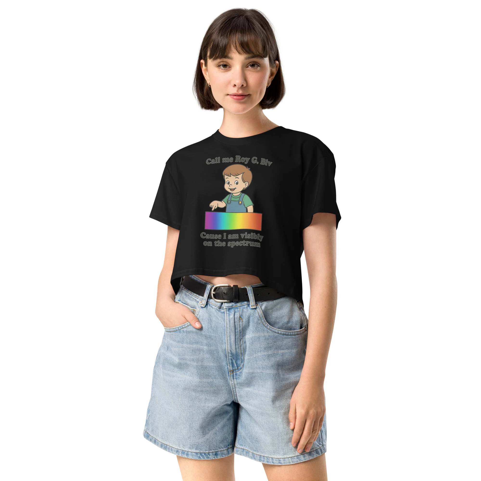 Call my Roy G. Biv cause I am visibly on the spectrum Women’s crop top - Image 6