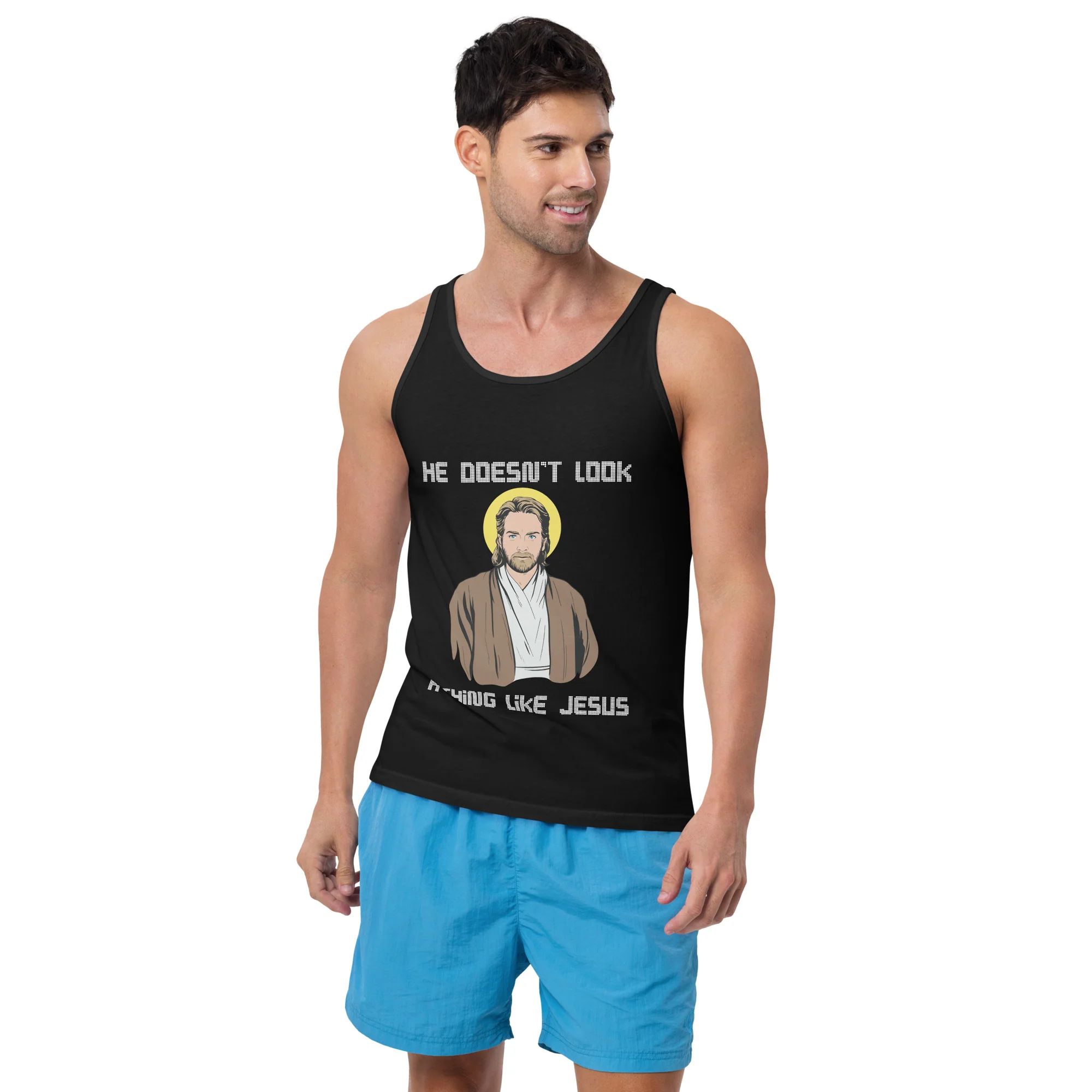 He doesn't look a thing like Jesus Obi-Wan Tank Top - Image 4